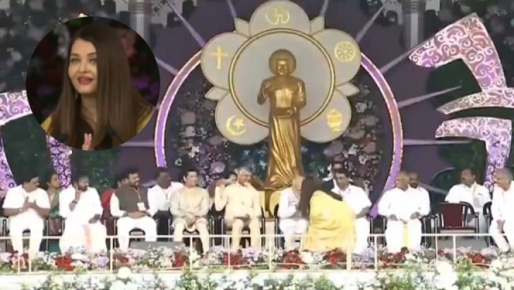 Aishwarya Rai Bachchan Touches PM Modi’s Feet at Sathya Sai Baba Centenary Event, Delivers Emotional Tribute