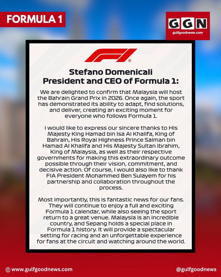 Formula 1 Partnership: Malaysia to Host the 2026 Bahrain Grand Prix