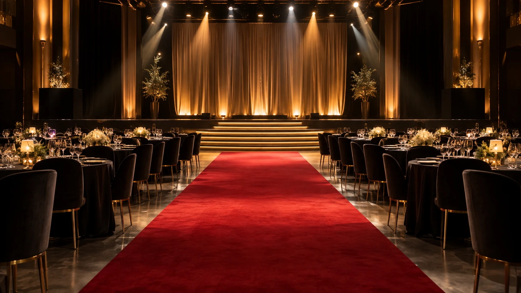 A stage prepared for an awards evening — AI-generated supporting illustration