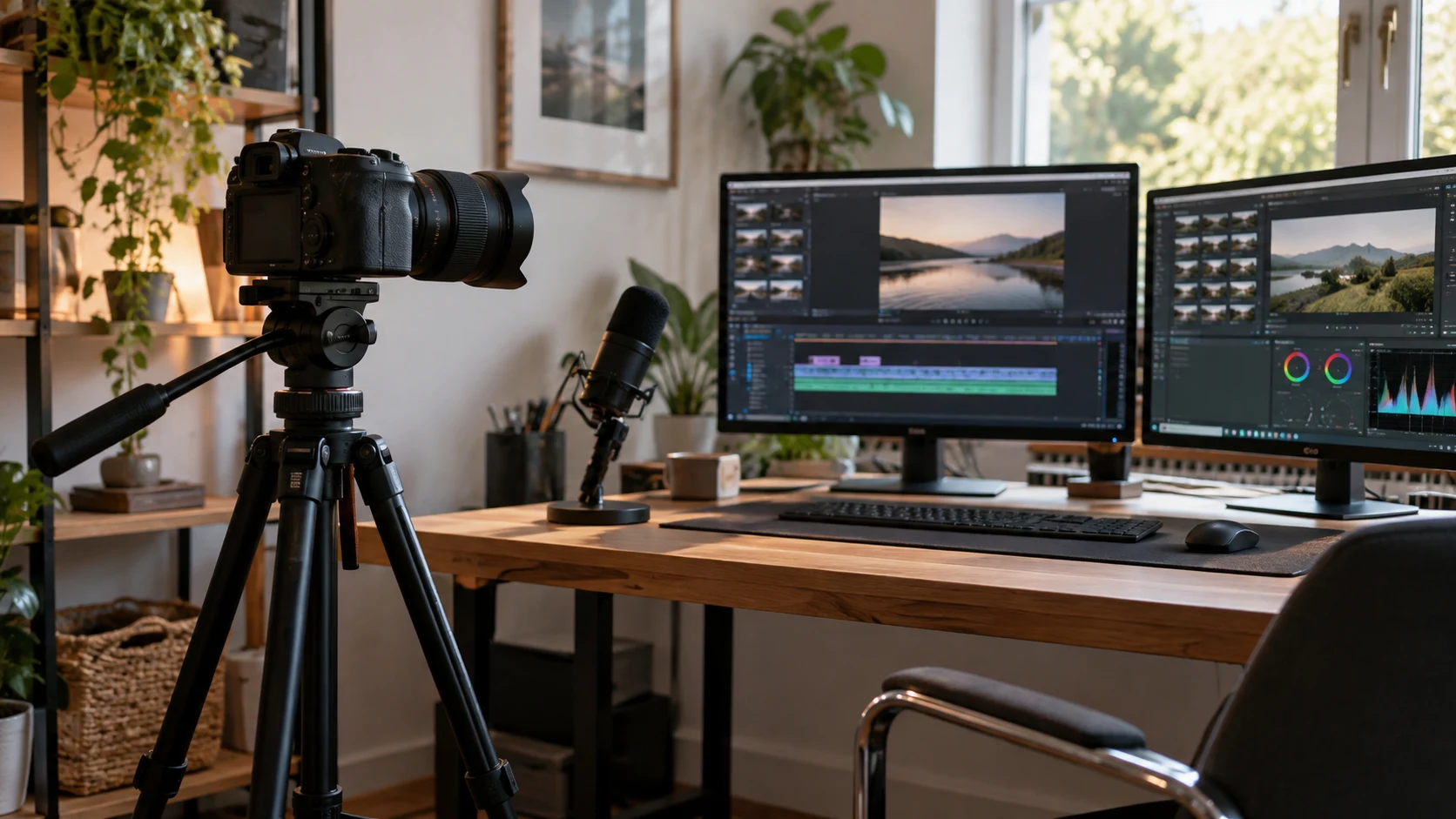A digital creator workspace — AI-generated supporting illustration