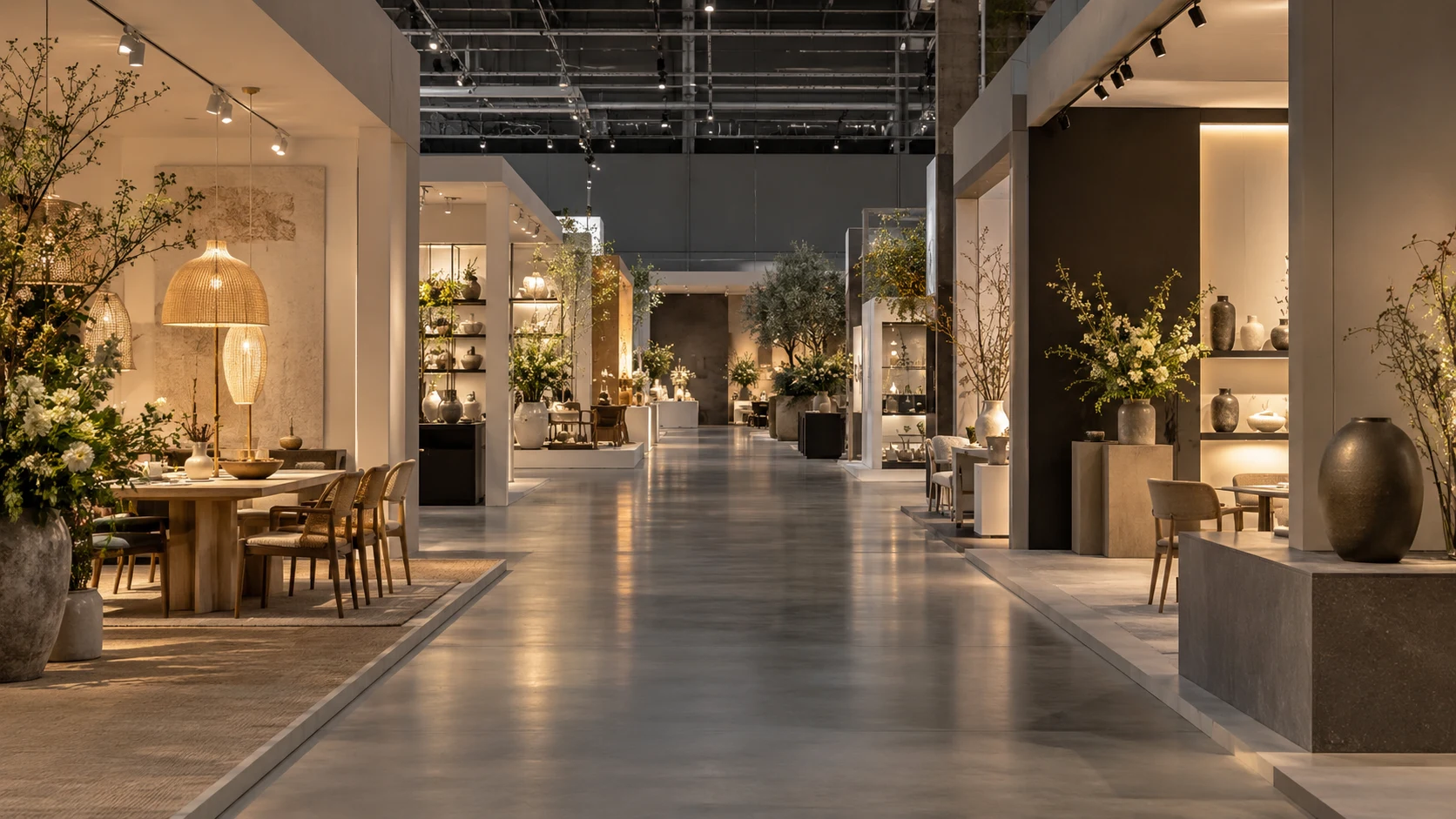 An exhibition hall prepared for visitors — AI-generated supporting illustration
