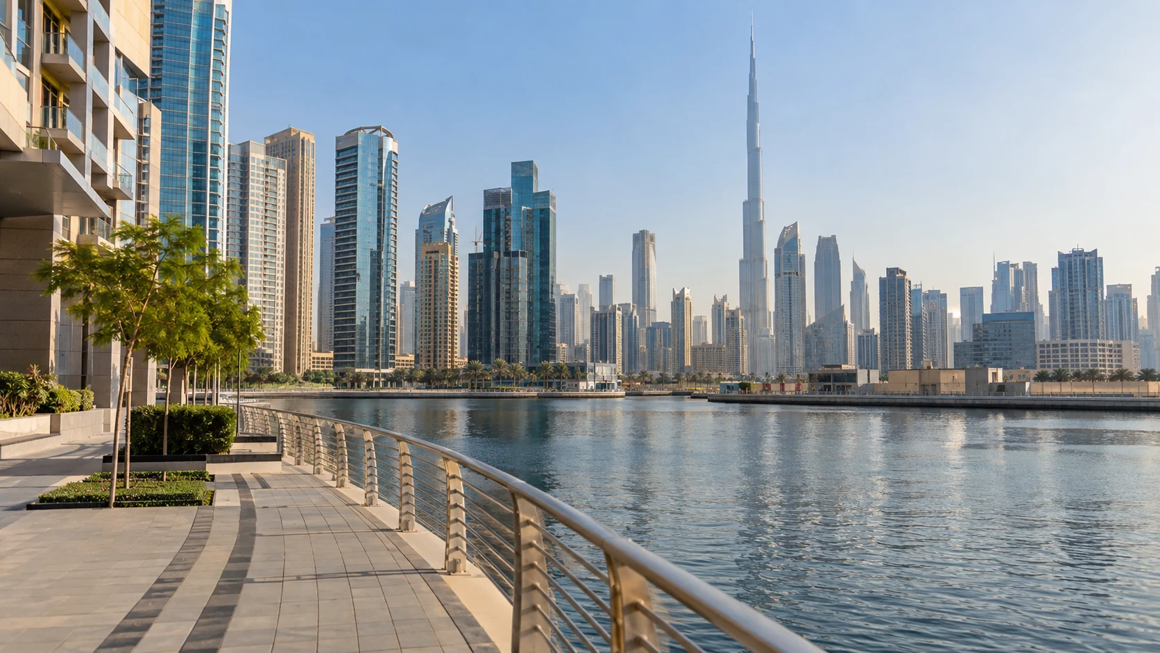 Dubai waterfront and urban transport setting — AI-generated supporting illustration