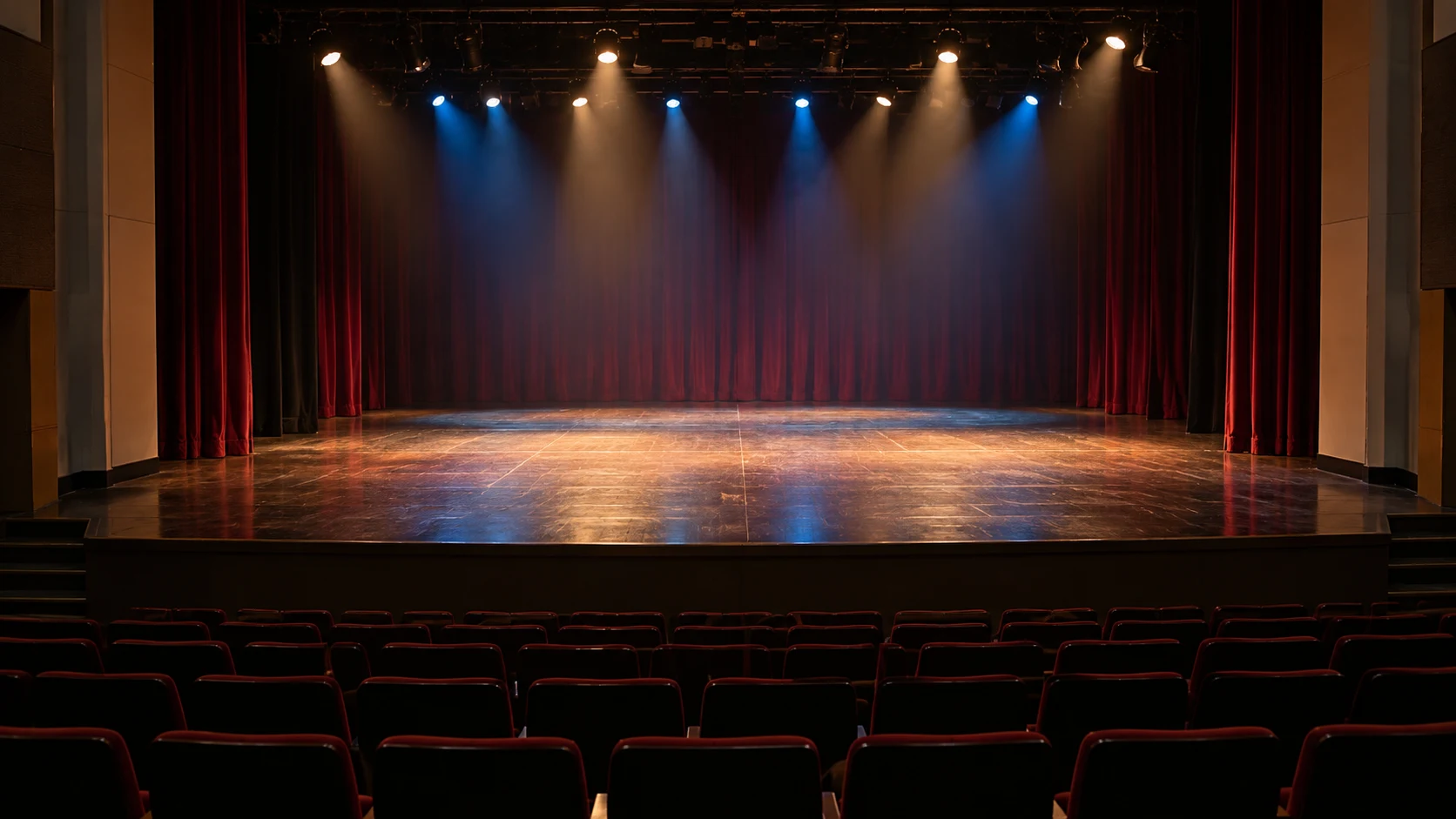A theatre stage ready for performance — AI-generated supporting illustration