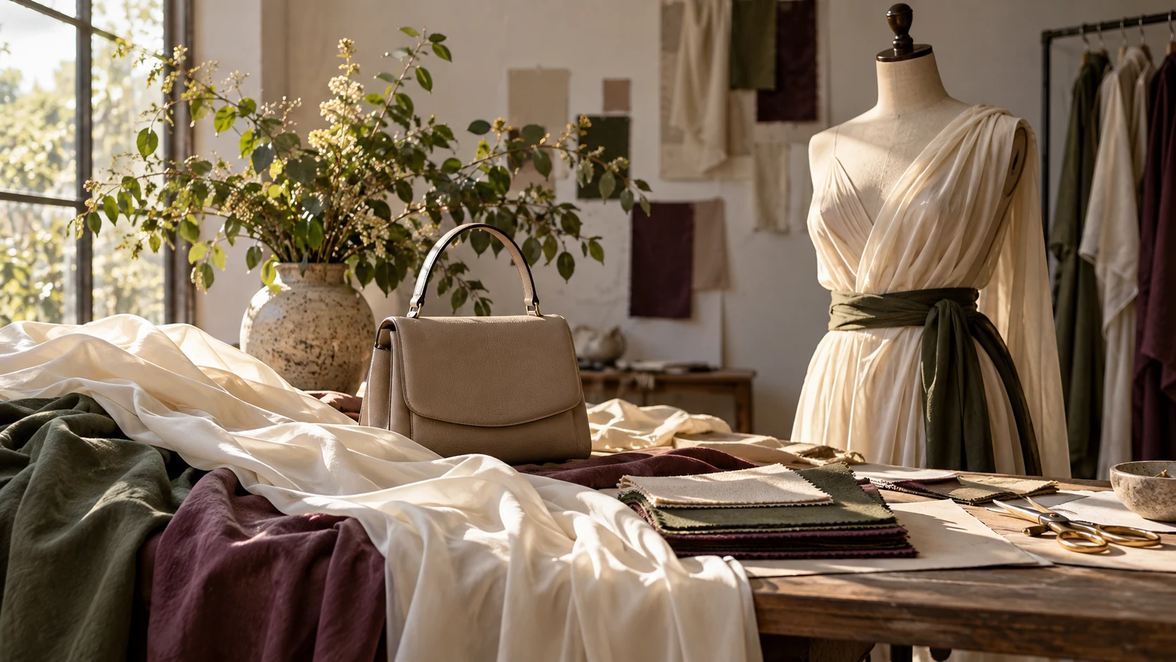 Fashion fabrics and accessories — AI-generated supporting illustration