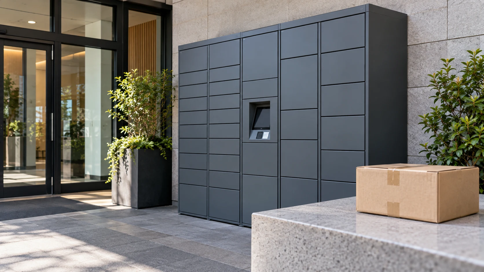 Parcel delivery lockers — AI-generated supporting illustration