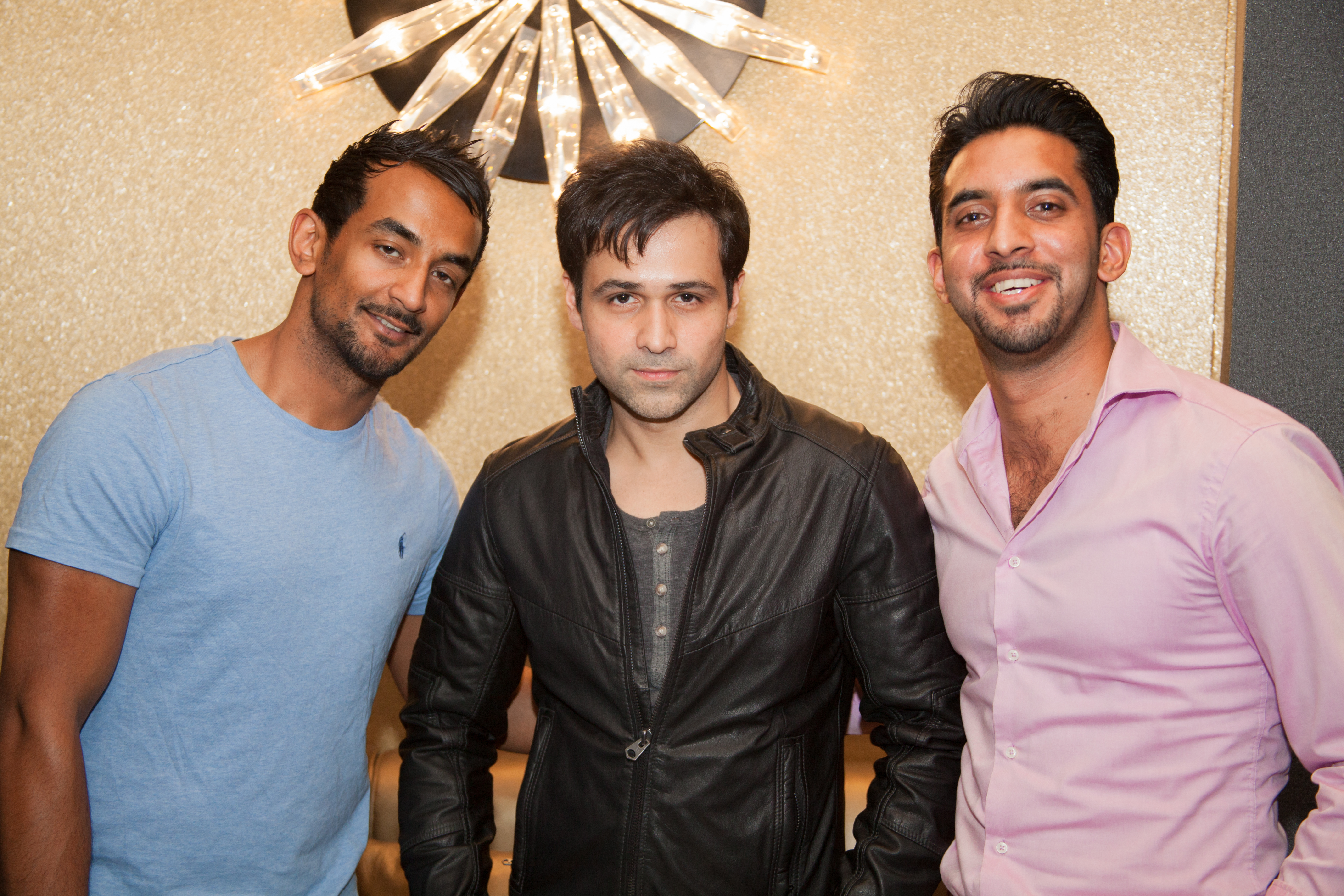 Emraan Hashmi with Naz Choudhury and Hassan Khan in London, 5 August 2015
