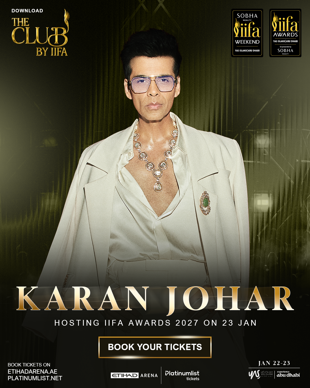 Official IIFA 2027 host announcement poster featuring Karan Johar