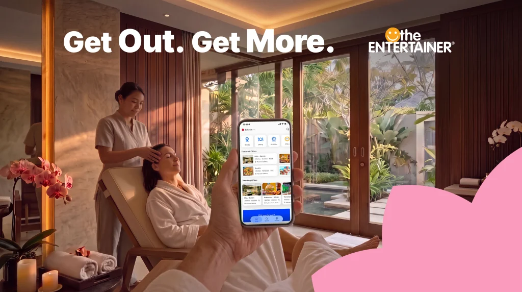 A wellness and spa setting in the ENTERTAINER Bahrain campaign artwork