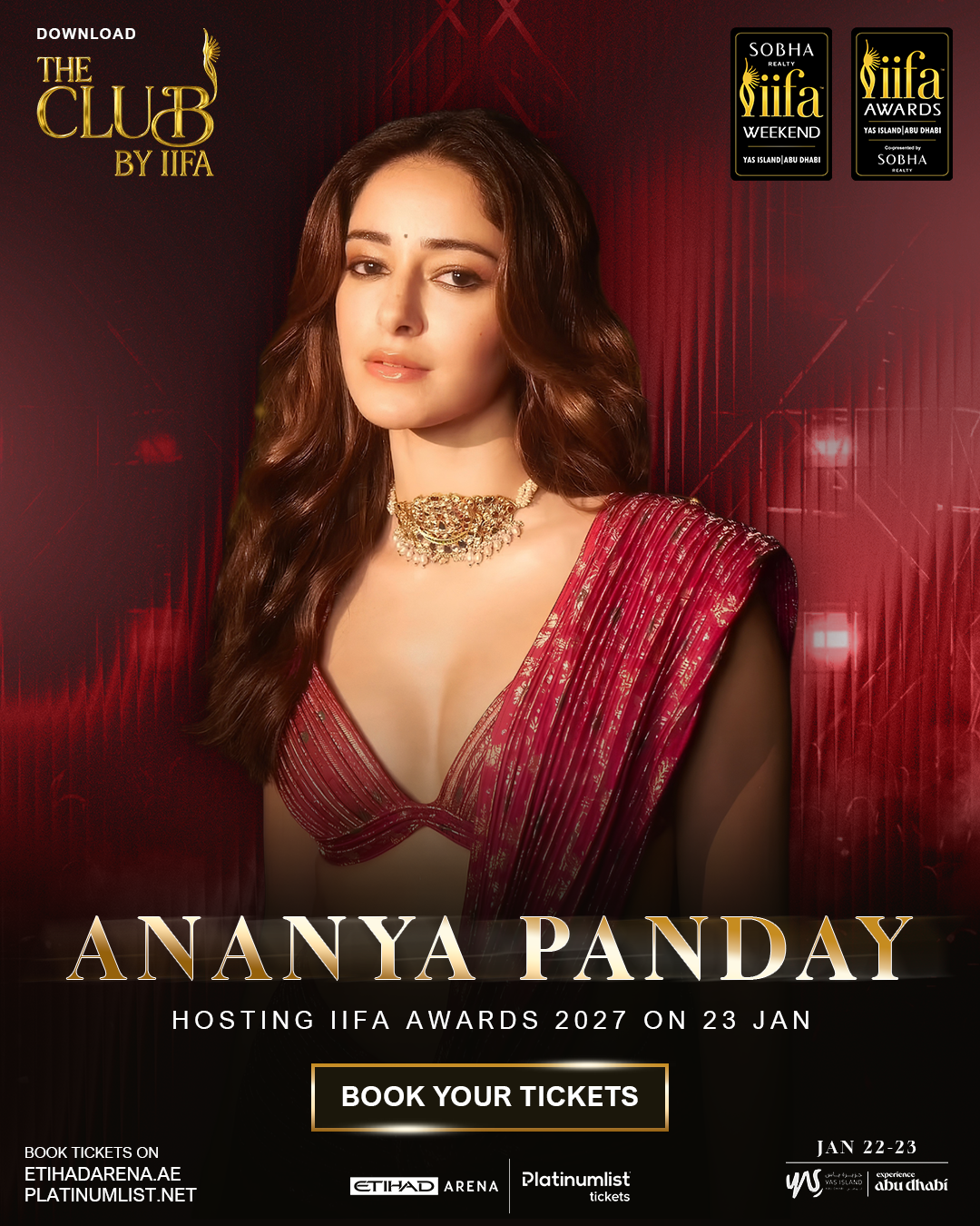IIFA publicity poster featuring Ananya Panday as a host of the 2027 awards