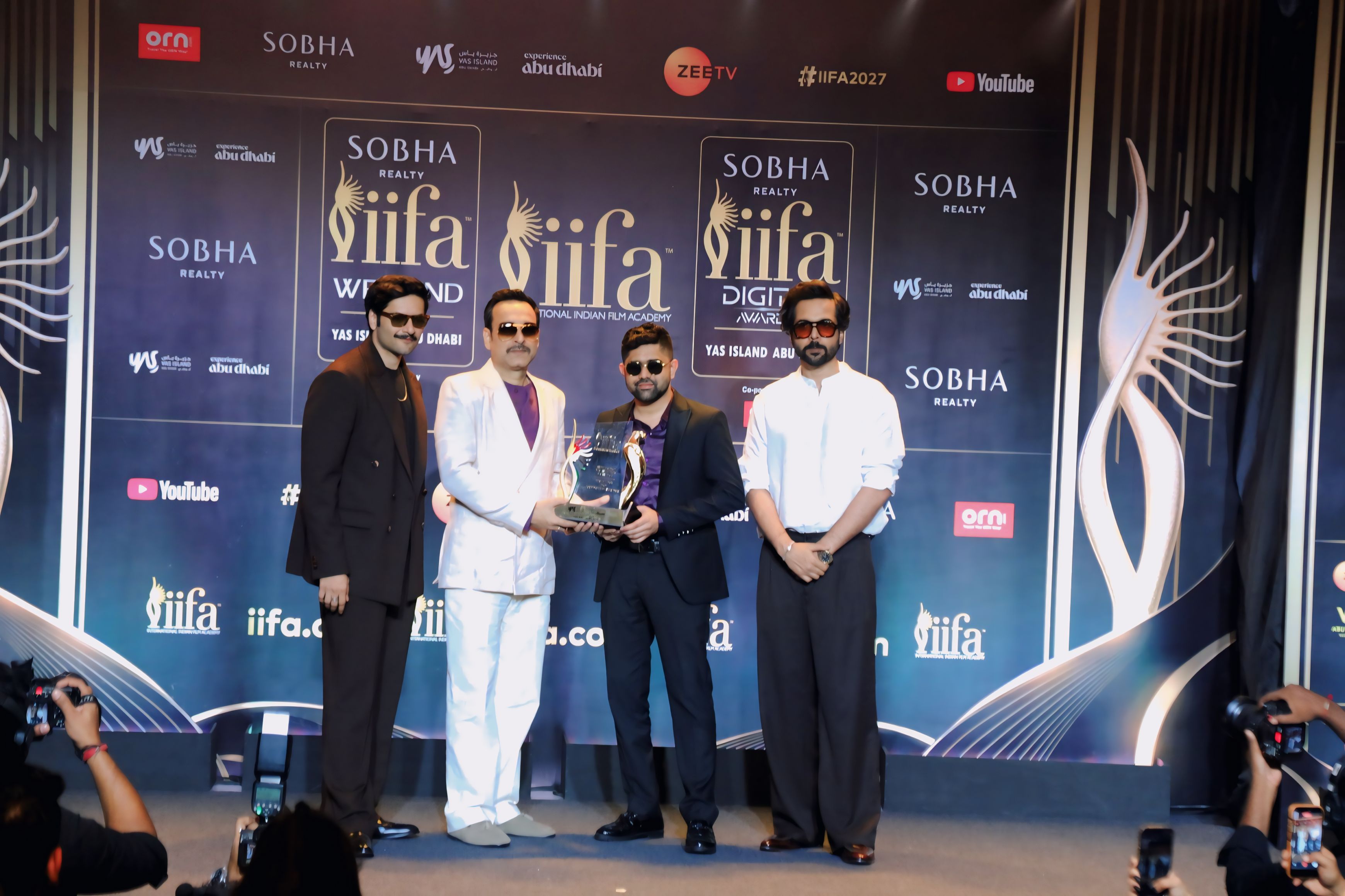 Bilal Kazi receiving recognition on stage at the IIFA 2027 press conference in Mumbai