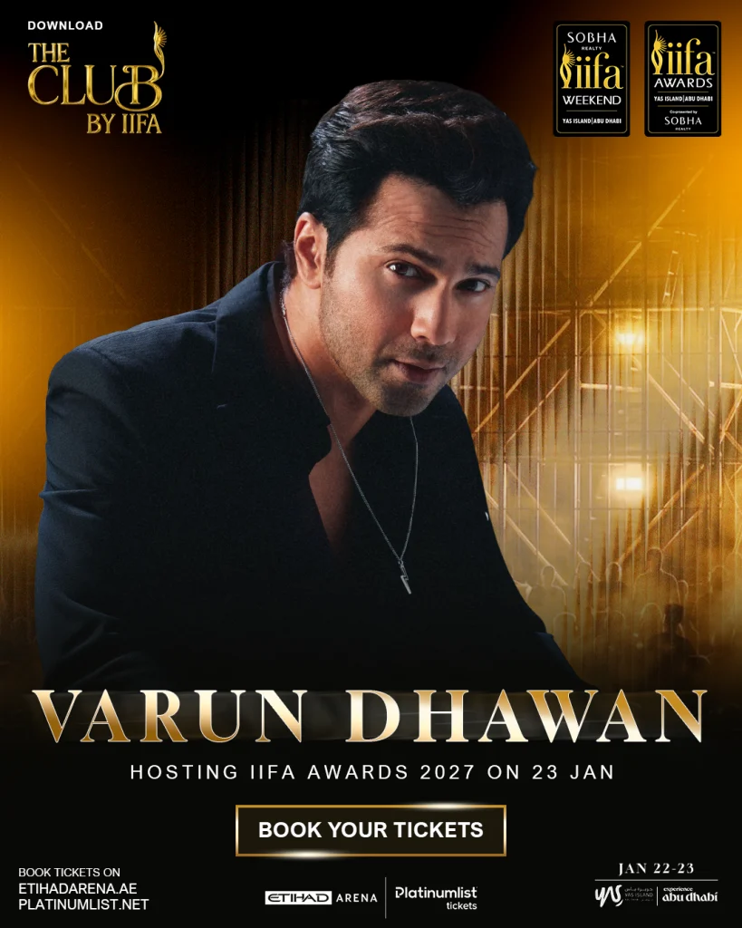 Official IIFA 2027 host announcement poster featuring Varun Dhawan