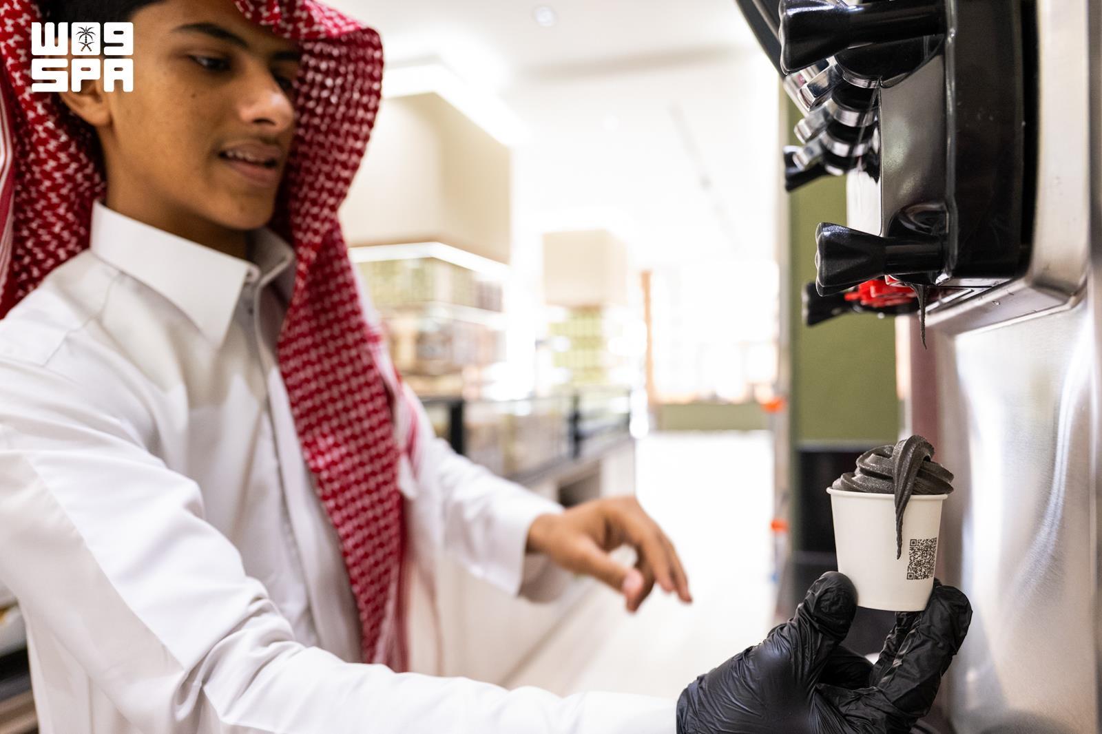 A date ice cream product demonstration in Qassim