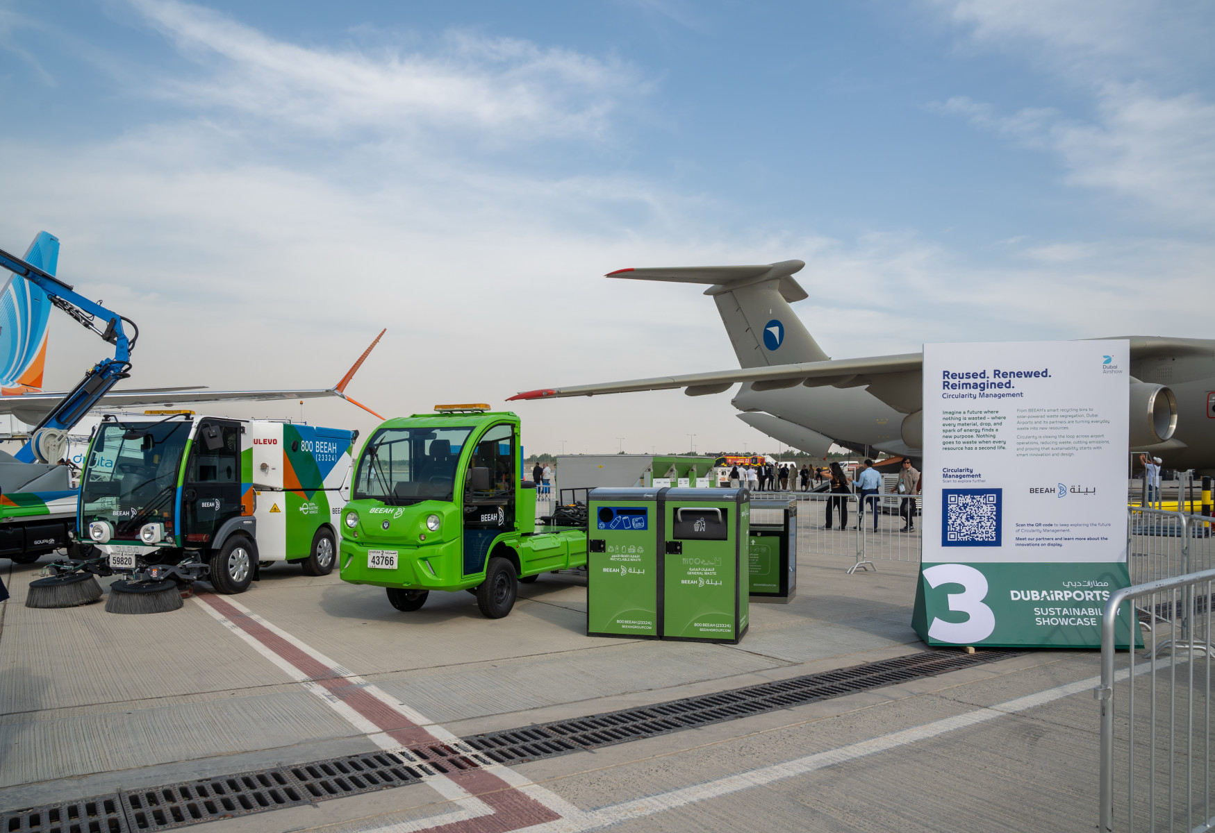 Recycling and sustainability equipment displayed at Dubai Airshow