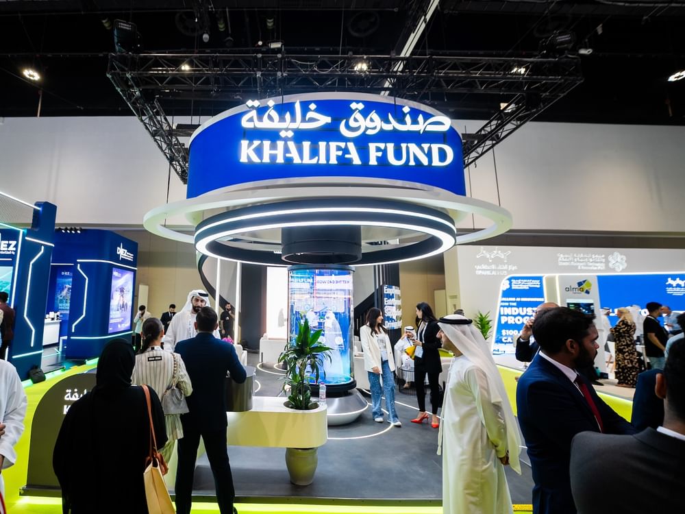 Visitors at the Khalifa Fund stand at AI Everything Abu Dhabi 2026