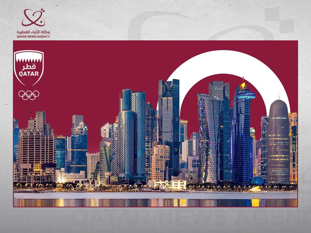 QNA graphic showing the Doha skyline and Qatar Olympic branding